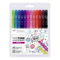 Tombow TwinTone 12 Dual-Tip Markers - Brights