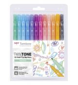 Tombow TwinTone 12 Dual-Tip Markers - Pastels