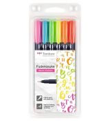 Tombow Fudenosuke Brush Pen - sada neon - tvrdost 1 HARD