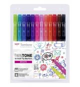 Tombow TwinTone 12 Dual-Tip Markers - Brights