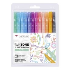 Tombow TwinTone 12 Dual-Tip Markers - Pastels
