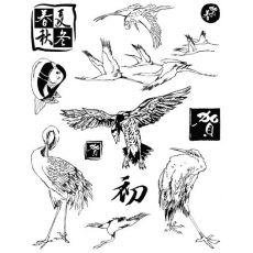 Silikonová gelová razítka - Ptáci s čínskými znaky