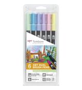 Umělecký a grafický fix Tombow ABT Dual Brush Pen sada Pastels colours 6 ks