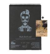 Skicák SMLT Art Black Sketch Pad, gramáž 165 gsm, kroužková vazba