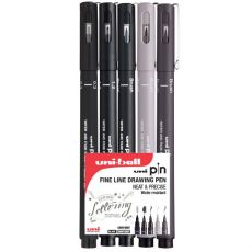 Uni pin FINELINER DRAWING PEN - sada Lettering