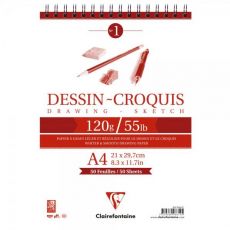 Clairefontaine Dessin-Croquis bílý papír o gramáži 120 gsm, 50 listů