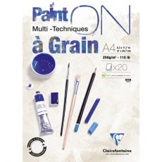 Clairefontaine Paint On Multi-Techniques á Grain - bílý papír o gramáži 250 gsm, 20 listů