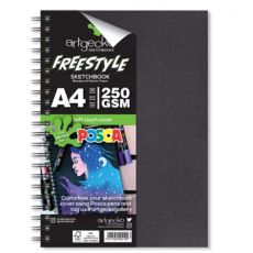 Artgecko skicák Freestylle gecko sketchbook, A4 na výšku, 30 bílých listů/250 g
