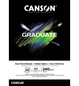 Skicák Canson Graduate Black Mixed Media 20 listů, 240 gsm
