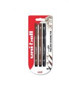 Kreslící pera Uni pin FINELINER DRAWING PEN - sada 2 ks + 1 brush pen sépiové linery / černý štětec
