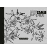 Sketchbook se šedou kartonovou obálkou 19,7 x 14,5 cm Ptáci s květinami